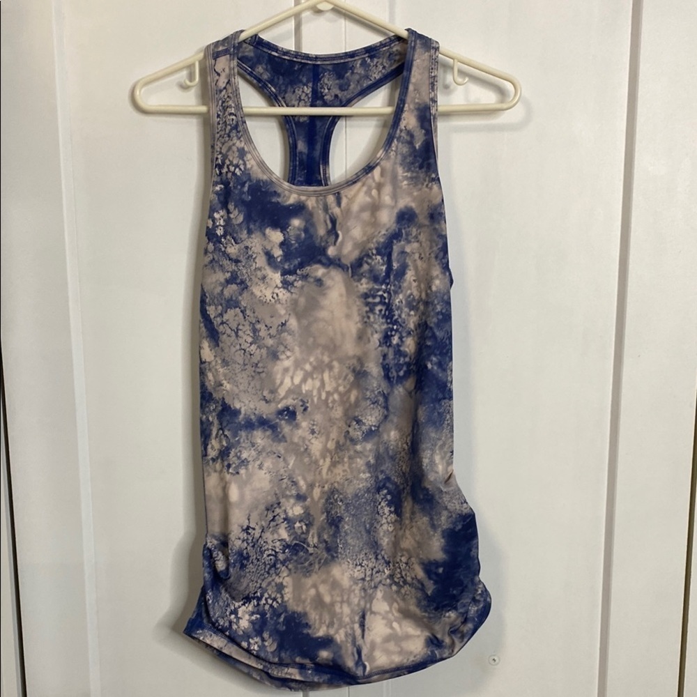 Karma. Blue Tie-Dye Women's Tank Top - medium - racer back PTP 17inches
